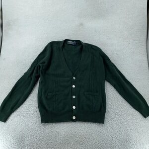 Vtg Woodstock International by Bernard Sweater Mens M Green Lambswool Cardigan‎
